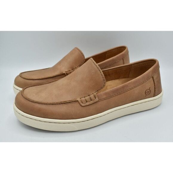 Born Mens Size 9 Axel Brown Leather Slip On Loafers Sneakers Shoes - Picture 1 of 11
